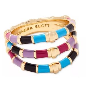 Kendra Scott Essie Mixed Color Triple Row Band Ring in 14K Gold Plated Sz8.5 New
